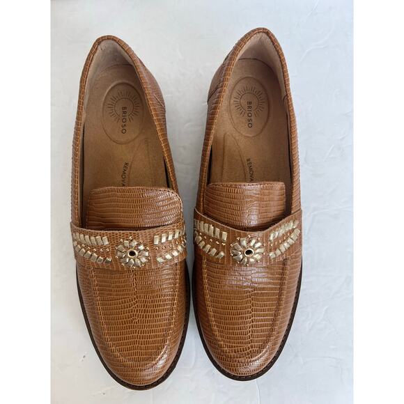 NWT Brioso Frisco Brown Lizard Emboss Leather
Loafers Slip On Comfort Shoes 8.5M - Picture 4 of 11
